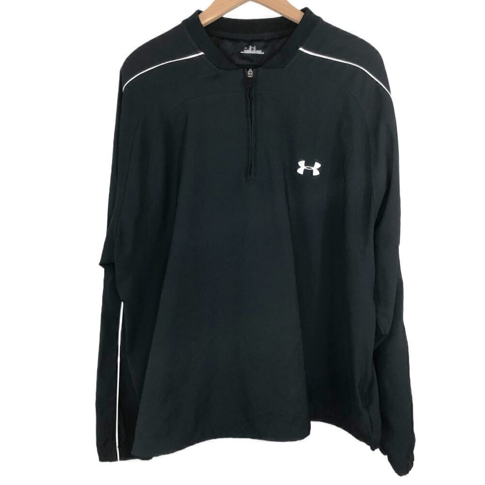 Under Armour Long Sleeve Black‎ 1/4 Zip Pullover Jacket Sz L Side Zip Drawstring
